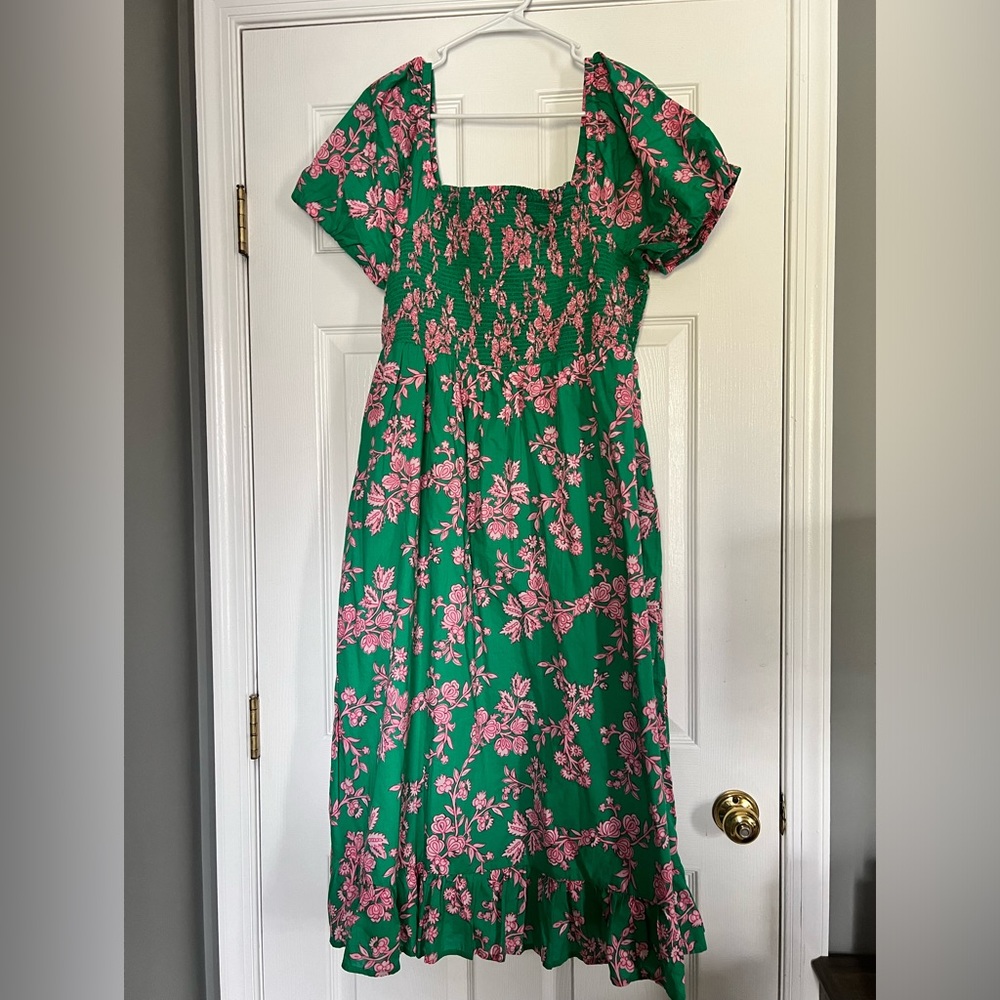 NWT J Crew Smocked Midi Dress Size XL
